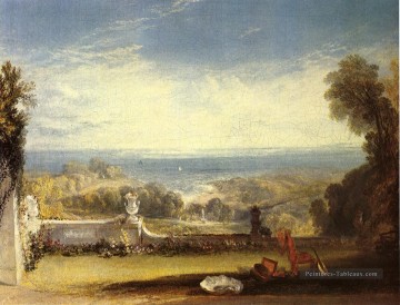 Vue de la terrasse d’une villa à Niton L’île de Wight à partir de sketch paysage Turner Peinture à l'huile